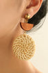 Bohemian Woven Grass Texture Disc Drop Earrings