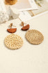 Bohemian Woven Grass Texture Disc Drop Earrings