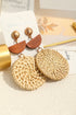 Bohemian Woven Grass Texture Disc Drop Earrings