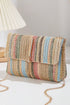 Bohemian Woven Straw Chain Strap Flap Shoulder Bag