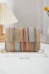 Bohemian Woven Straw Chain Strap Flap Shoulder Bag