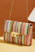 Bohemian Woven Straw Chain Strap Flap Shoulder Bag