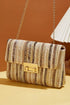 Bohemian Woven Straw Chain Strap Flap Shoulder Bag