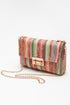 Bohemian Woven Straw Chain Strap Flap Shoulder Bag