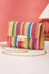 Bohemian Woven Straw Chain Strap Flap Shoulder Bag