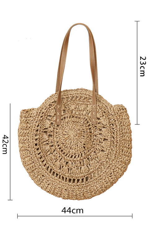 Bohemian Woven Straw Round Silhouette Shoulder Bag