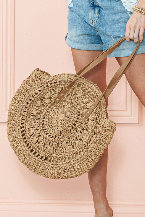 Bohemian Woven Straw Round Silhouette Shoulder Bag