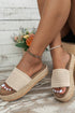 Bohemian Woven Texture Open Toe Wedge Slippers
