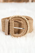Bohemian Woven Textured Beaded Buckle Waist Belt