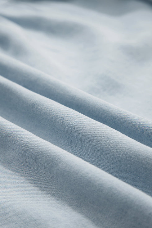 Boho Chic Tiered Smocked High Waist Flowy Denim Look Maxi Skirt