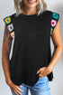 Boho Crochet Shoulder Detail Cap Sleeve Top