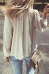 Boho Embroidered Split Neck Crinkle Woven Blouse