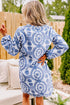 Boho Floral Embroidered Notch V Neck Shift Mini Dress