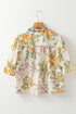 Boho Floral Patchwork Crochet V Neck Half Sleeve Blouse