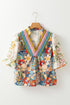 Boho Floral Patchwork Crochet V Neck Half Sleeve Blouse