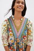 Boho Floral Patchwork Crochet V Neck Half Sleeve Blouse