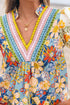 Boho Floral Patchwork Crochet V Neck Half Sleeve Blouse