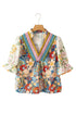 Boho Floral Patchwork Crochet V Neck Half Sleeve Blouse