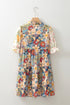 Boho Floral Print Crochet Patchwork V Neck Loose Mini Dress