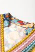 Boho Floral Print Crochet Patchwork V Neck Loose Mini Dress