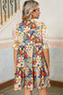 Boho Floral Print Crochet Patchwork V Neck Loose Mini Dress