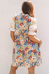 Boho Floral Print Crochet Patchwork V Neck Loose Mini Dress