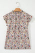 Boho Floral Print Frilled Ruffle Sleeve Woven Blouse