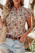 Boho Floral Print Frilled Ruffle Sleeve Woven Blouse