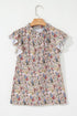 Boho Floral Print Frilled Ruffle Sleeve Woven Blouse