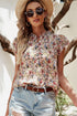 Boho Floral Print Frilled Ruffle Sleeve Woven Blouse