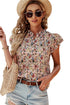 Boho Floral Print Frilled Ruffle Sleeve Woven Blouse