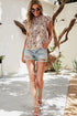 Boho Floral Print Frilled Ruffle Sleeve Woven Blouse