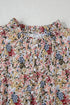 Boho Floral Print Frilled Ruffle Sleeve Woven Blouse
