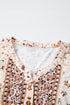 Boho Floral Print Half Placket Relaxed Fit Short Sleeve Blouse