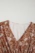 Boho Floral Ruffled Puff Sleeve V Neck Mini Floral Dresses
