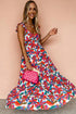 Boho Floral Ruffled Strap V Neck Maxi Dress