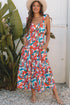 Boho Floral Ruffled Strap V Neck Maxi Dress
