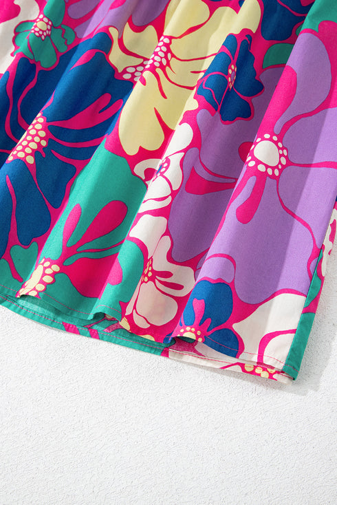 Boho Floral Smocked Spaghetti Strap Maxi Dress