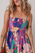 Boho Floral Smocked Spaghetti Strap Maxi Dress