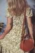 Boho Floral Square Neck Smocked Bust Puff Sleeve Tie Long Dress