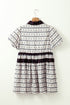 Boho Floral Striped Contrast Trim Bubble Sleeve Fla Dress