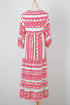 Boho Geometric Print Puff Sleeve Tiered Midi Dress