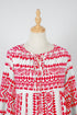 Boho Geometric Print Puff Sleeve Tiered Midi Dress