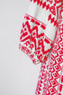 Boho Geometric Print Puff Sleeve Tiered Midi Dress