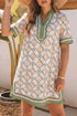 Boho Geometric Print Short Sleeve Loose Floral Dress