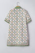 Boho Geometric Print Short Sleeve Loose Floral Dress
