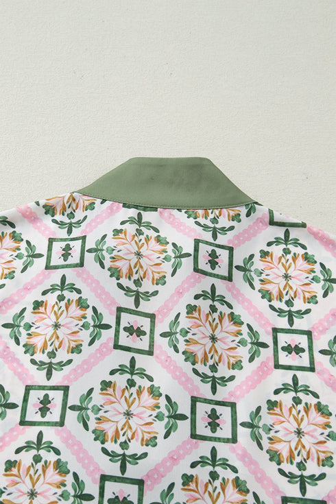 Boho Geometric Print Short Sleeve Loose Floral Dress