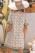 Boho Geometric Print Short Sleeve Loose Floral Dress
