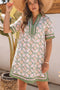 Boho Geometric Print Short Sleeve Loose Floral Dress