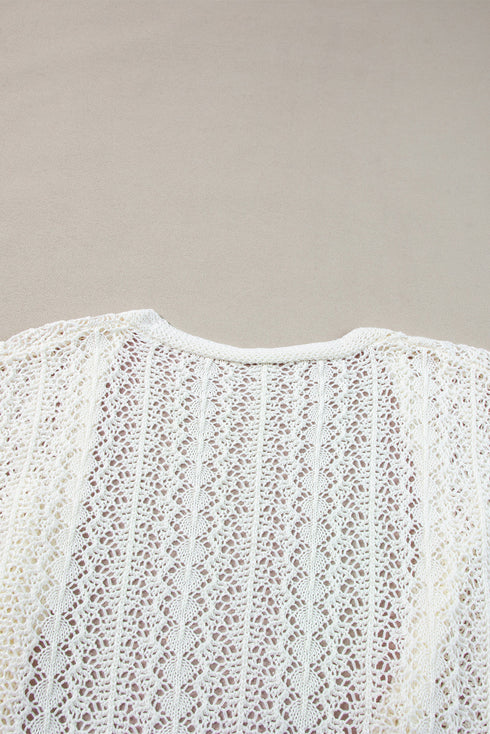Boho Lace Knit Open Front Long Sleeve Cardigan